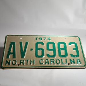 Liscense Plate North Carolina 1974